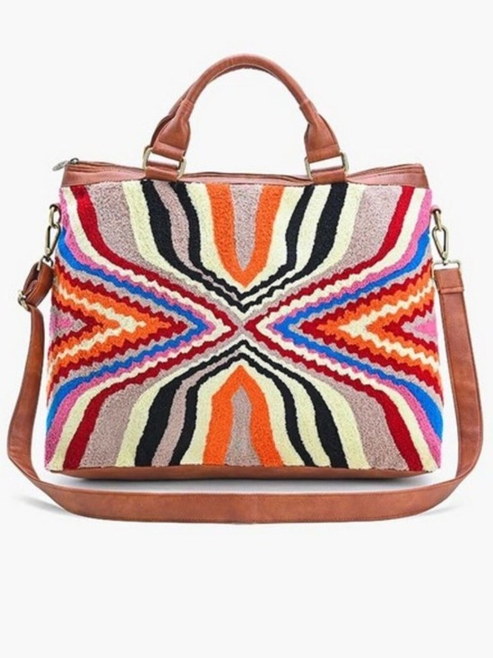 America & Beyond Handbags - America & Beyond Colorful Abstract Embridered Shoulder Bag